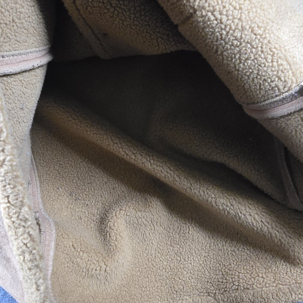 Mulberry Street Womens XL Faux Suede Sherpa Coat Tan Button Front Jacket - Picture 4 of 10